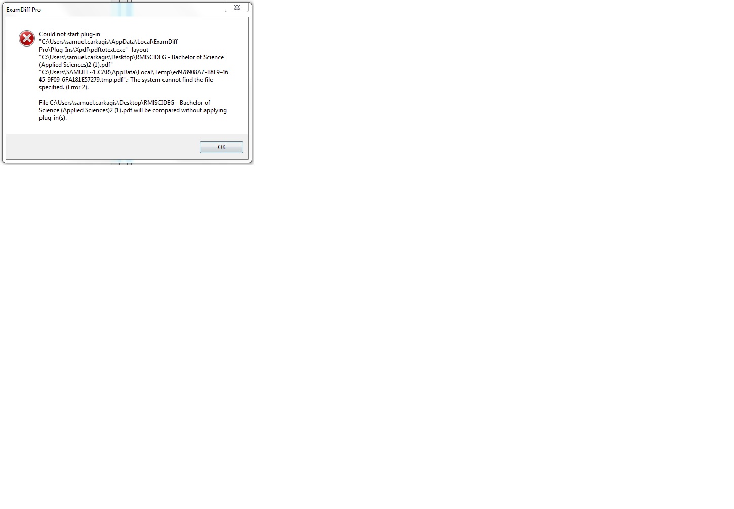 ExamDiff Pro Error.jpg